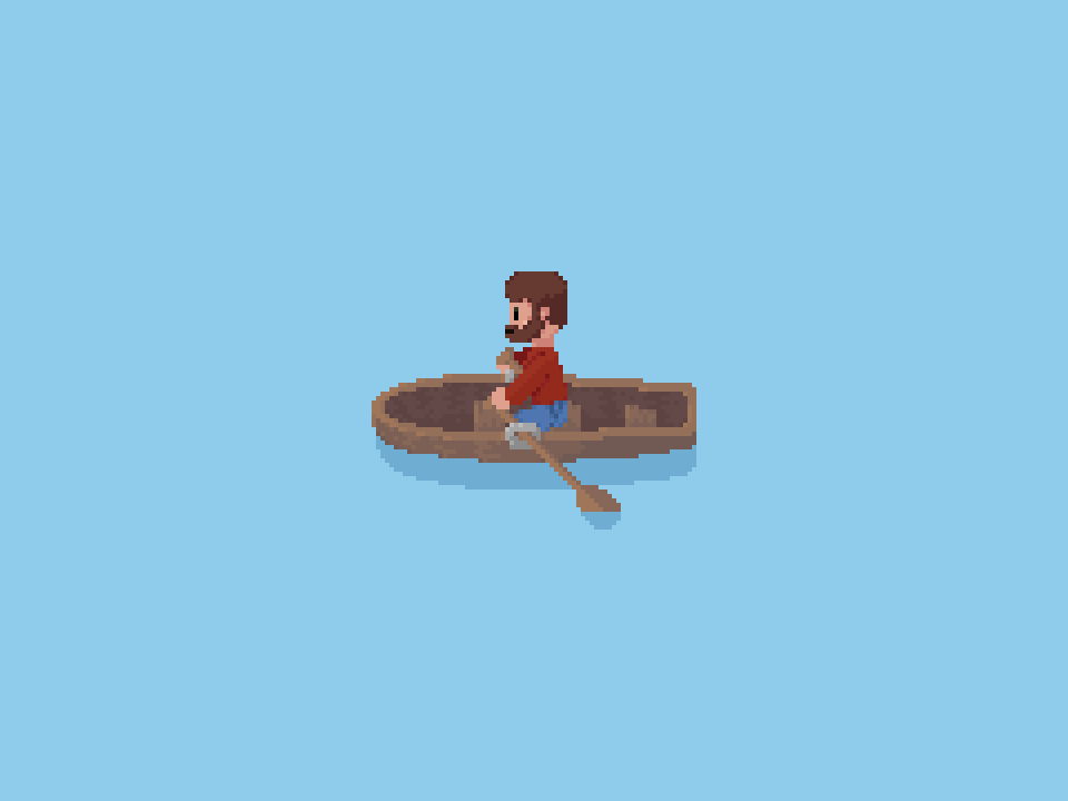 Player rowing a boat