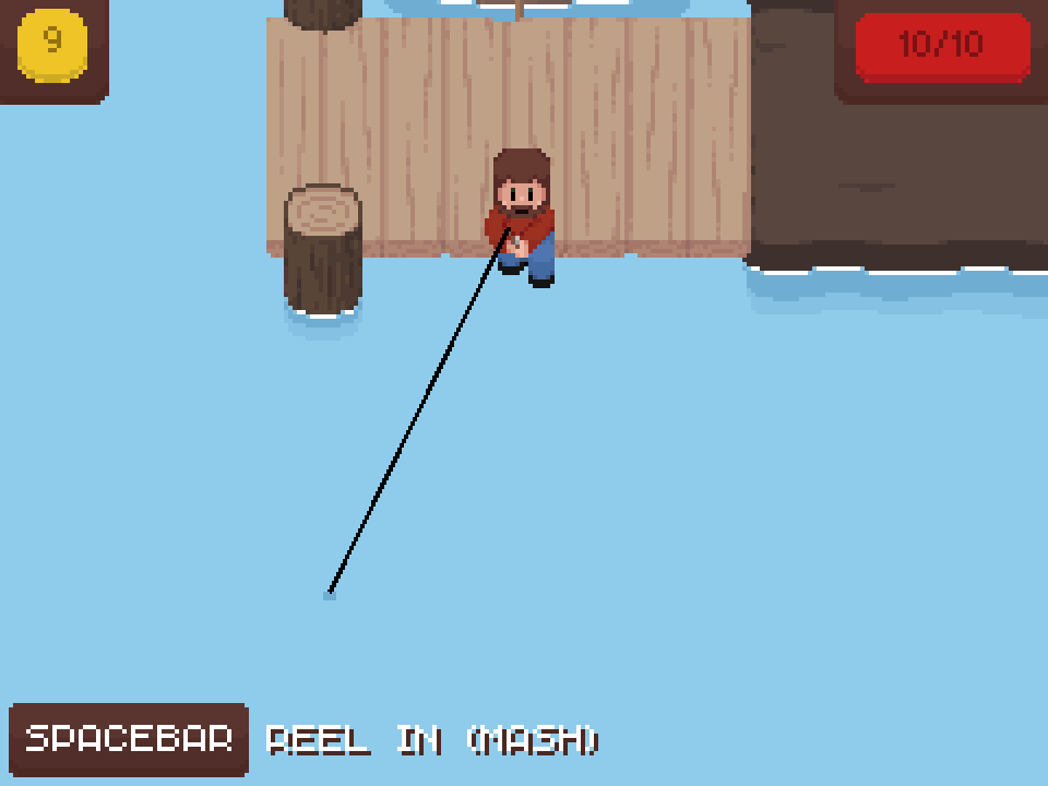 A screenshot from Traversal of Player fishing.